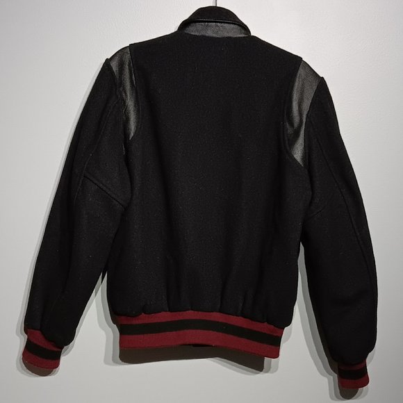 Vintage Black Stewart & Strauss Varsity Jacket (Men's Size Medium) - Picture 2 of 7